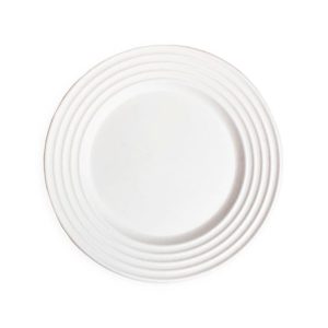 Assiette ronde blanche en bagasse style vague Ø23 cm (500 unités)