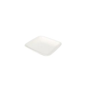 Assiette carrée blanche en bagasse de 6,5 cm (600 unités)